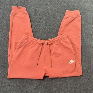 Nike Pants Mens Medium Red Fleece Joggers Sweatpants Swoosh Logo Athletic